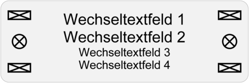 Schild 90x30x1,0 mm, Edelstahl V2A geschliffen, 4 Aussparungen u. 2 Bohrungen